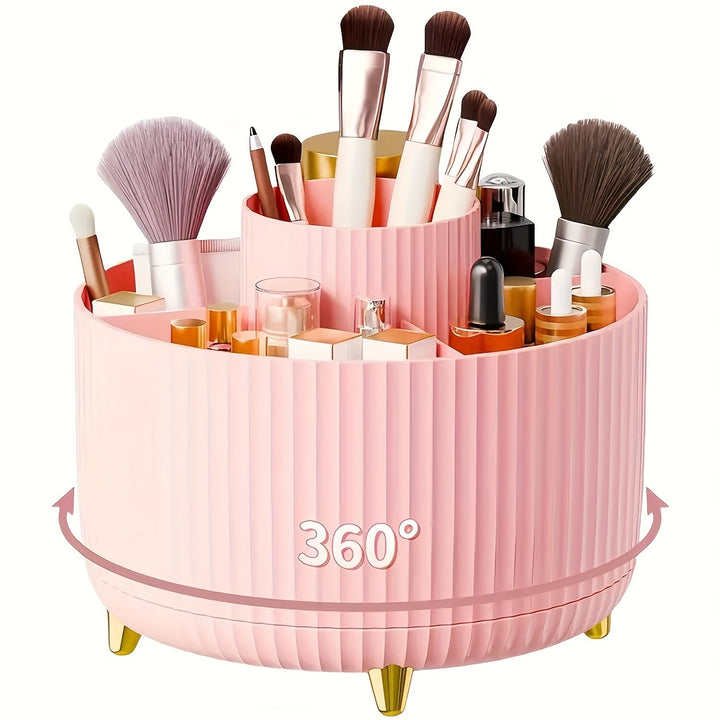 Accédez facilement à vos produits avec cet organisateur de maquillage rotatif 360°, rangement cosmétique essentiel.