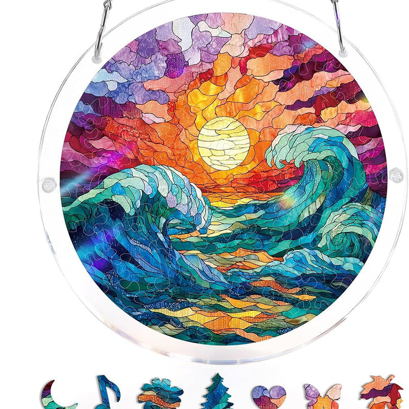Attrape-lumière soleil océanique, décoration acrylique pour fenêtre maison.