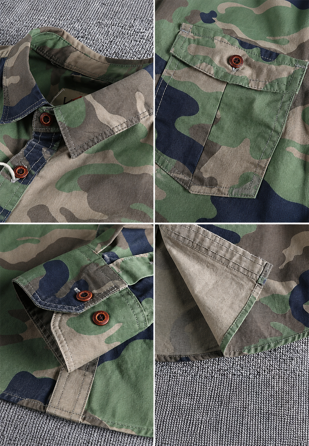 Chemise militaire camouflage homme, coupe décontractée, manches longues enroulables, poche pratique, parfait pour le quotidien.