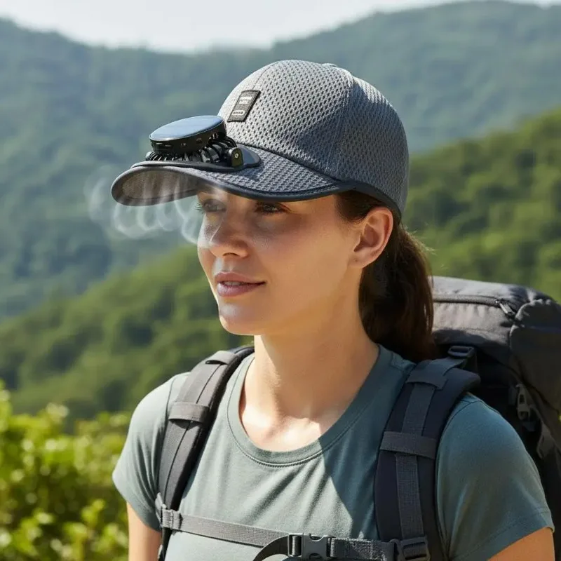 Chapeau anti-UV unisexe avec ventilateur USB. Un accessoire indispensable pour la fraîcheur en été et en extérieur.