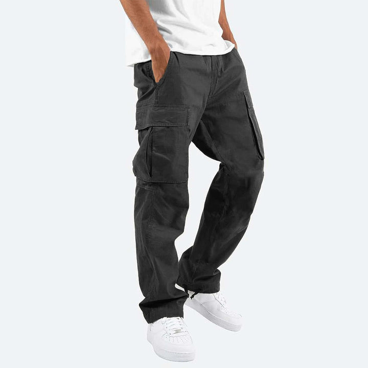 Pantalon cargo homme décontracté multipoches, tendance. Parfait pour un style urbain confortable et moderne.