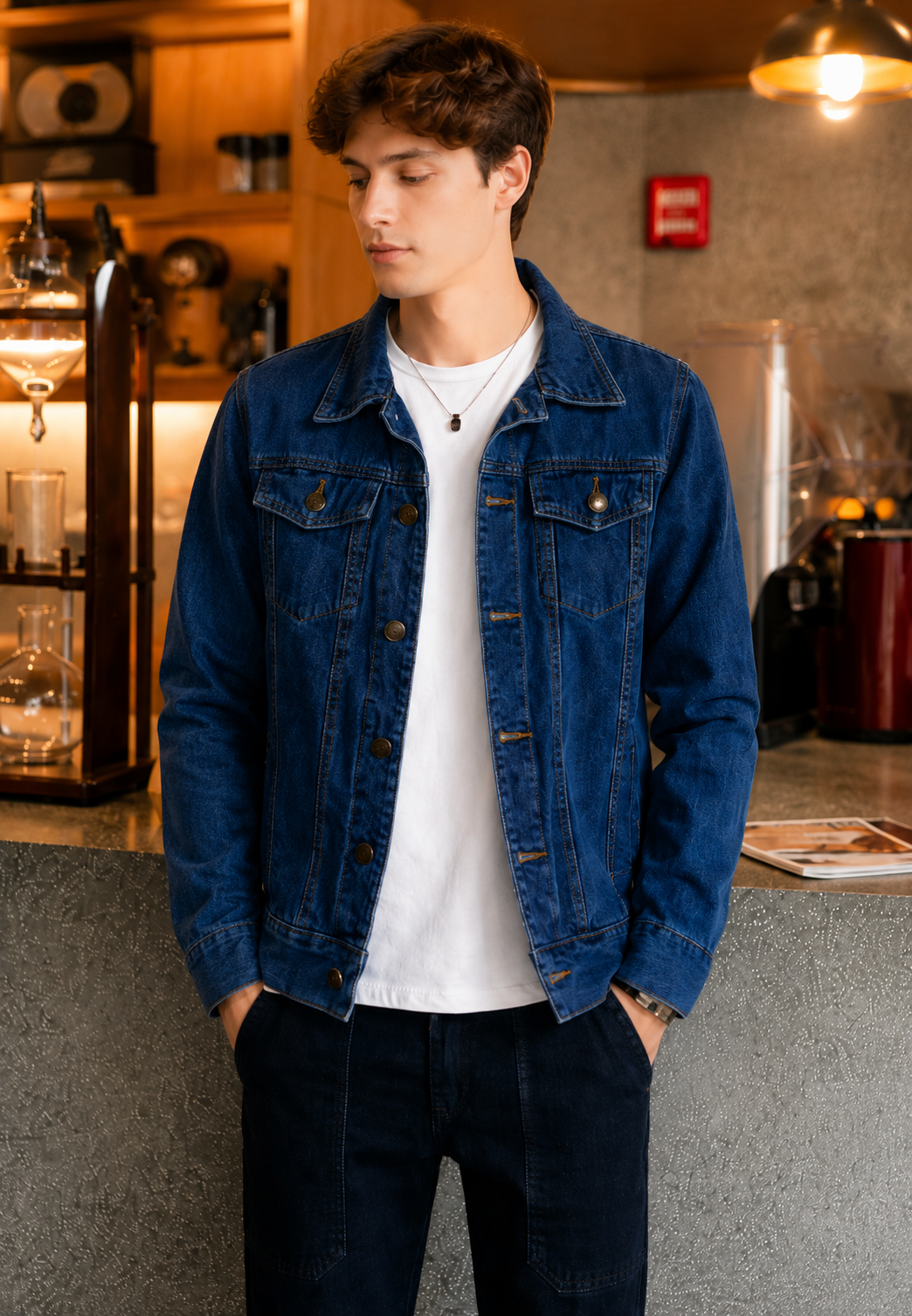 Veste en jean délavée classique pour homme, style intemporel et polyvalent, idéale pour le printemps/automne.