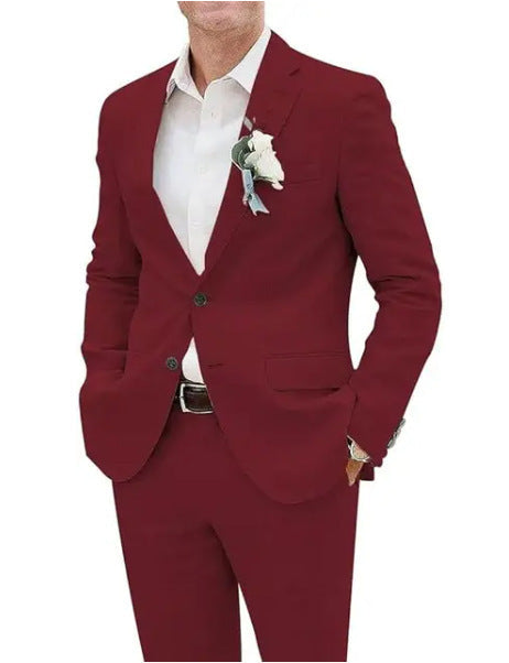Costume homme deux pièces, coupe slim loisir. Un vêtement élégant et moderne, facile à porter pour un style chic décontracté.