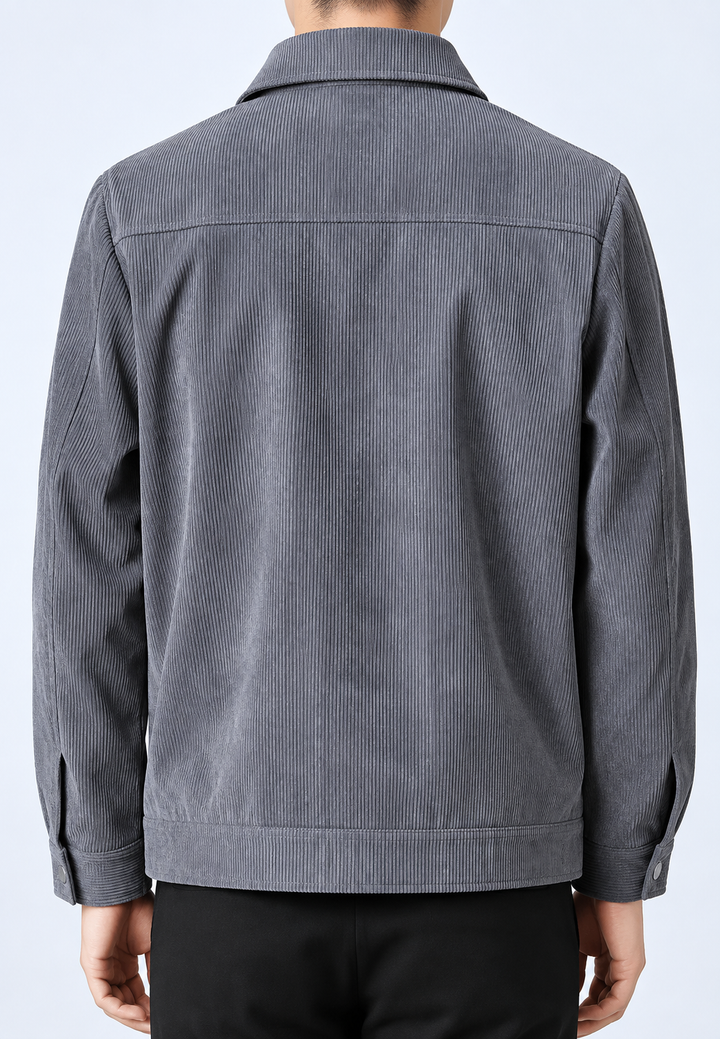 Veste décontractée homme automne, avec fermeture éclair et poche poitrine, pour un confort élégant quotidien.