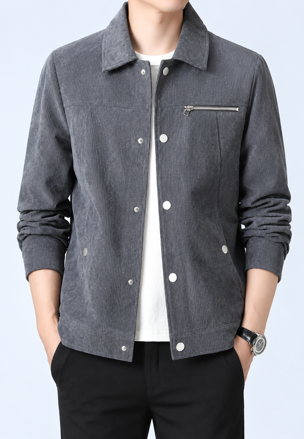 Modèle veste homme intemporel. Chic et confortable pour un look quotidien ou décontracté. Mode masculine.