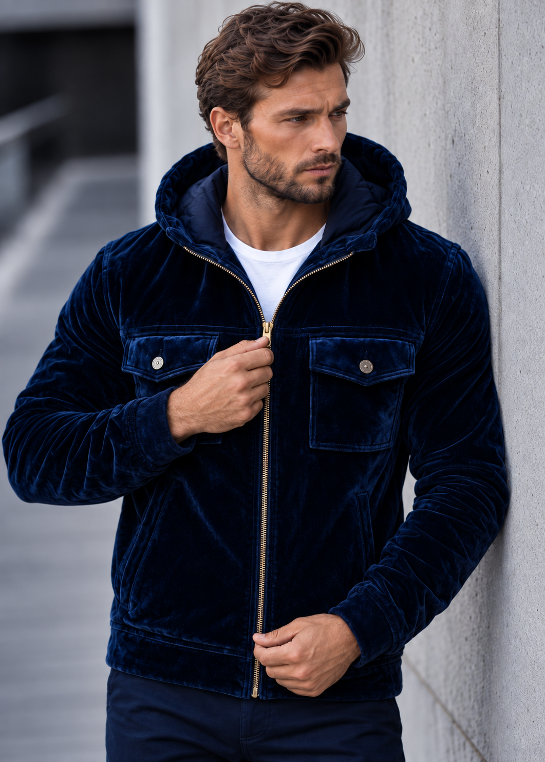 Veste à capuche homme noire, style décontracté urbain avec fermeture éclair pour confort automne-hiver. Mode masculine.