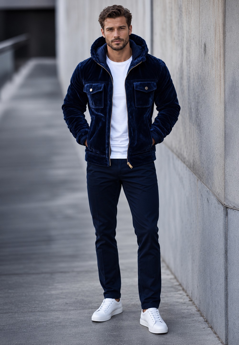 Blouson homme décontracté à capuche, idéal pour l'automne et l'hiver. Confortable, style urbain moderne.