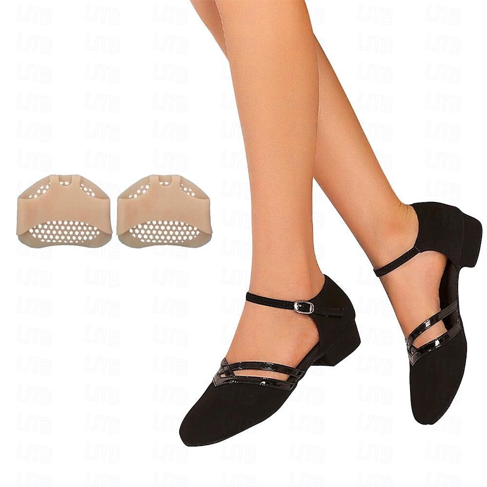 Élégantes chaussures de danse de salon noires pour femmes, talon bas stable, parfaites pour l'entraînement.