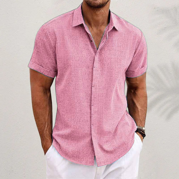 Chemise homme décontractée à manches courtes, parfaite pour les vacances et le style d'été confortable.