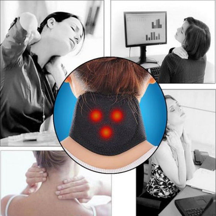 Vue latérale du collier cervical chauffant, offrant bien-être et soulagement des tensions de la nuque.