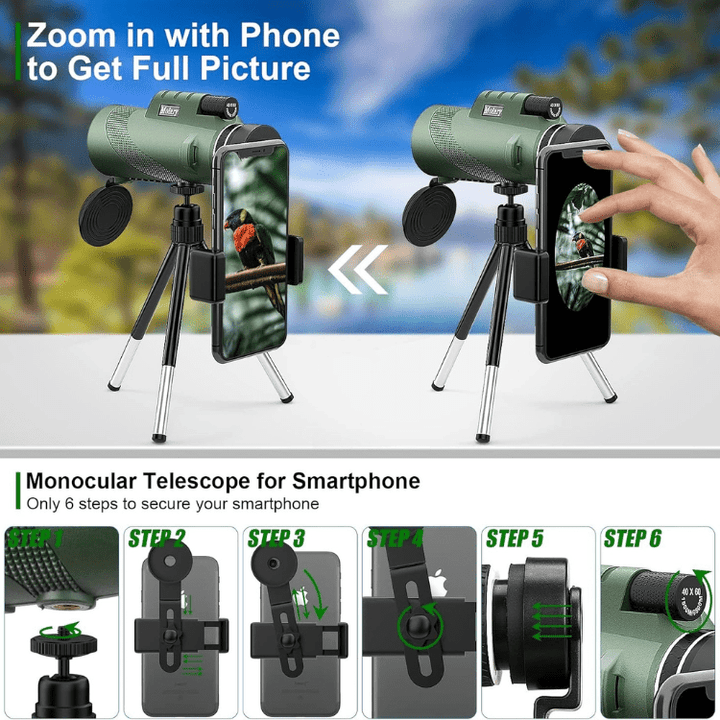 Monoculaire compact robuste pour aventure, randonnée et exploration en pleine nature. Zoom 8x.