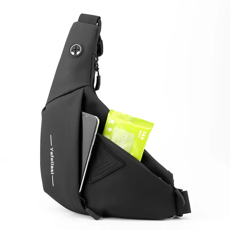 Sac crossbody homme noir, minimaliste, léger pour un style urbain.