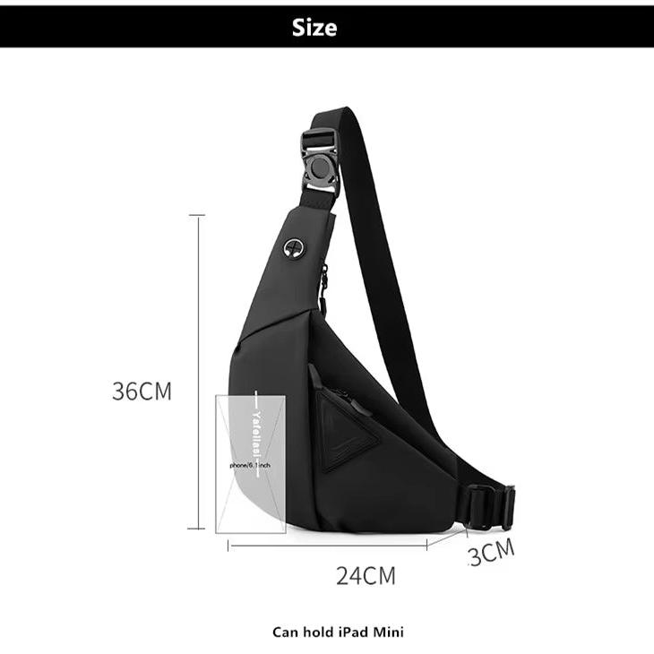 Sac sling moderne pour hommes, design épuré, léger et très pratique.
