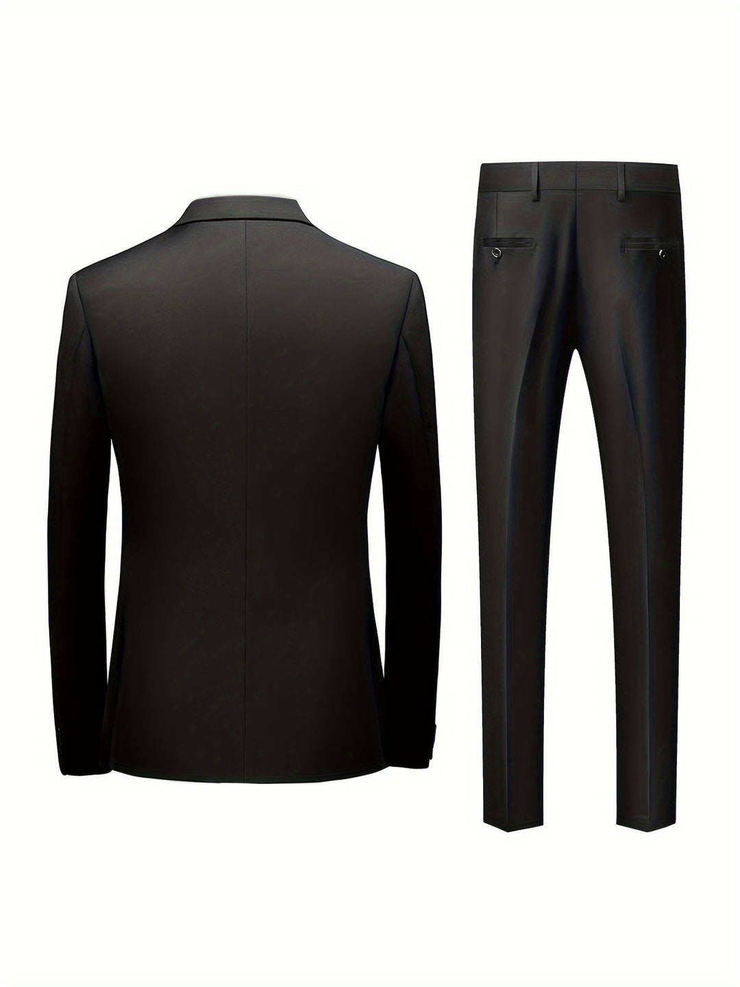 Homme portant un costume slim fit moderne, deux pièces, look formel chic et élégant.