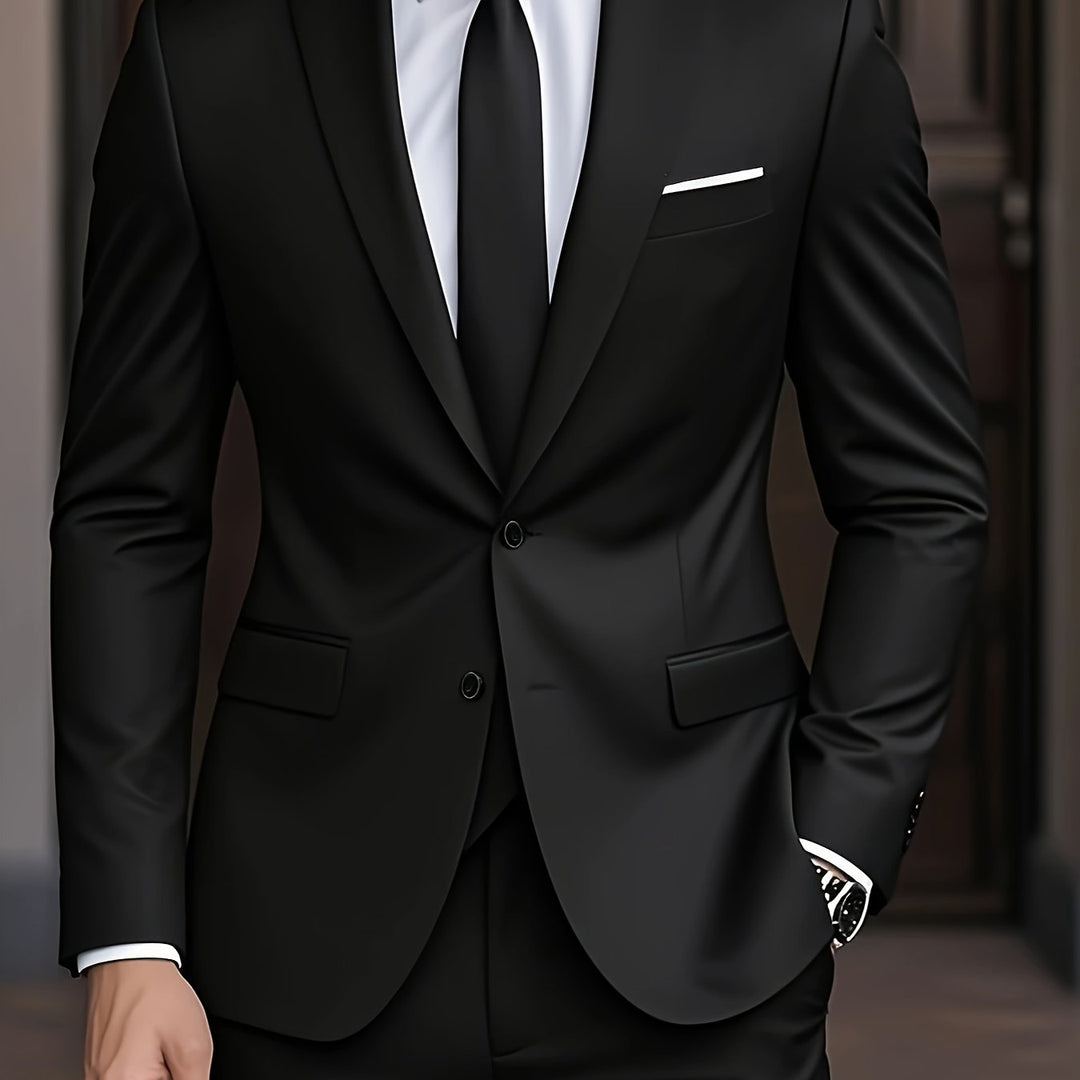 Vêtement homme, costume slim fit moderne, deux pièces, élégance masculine pour bureau et soirée.