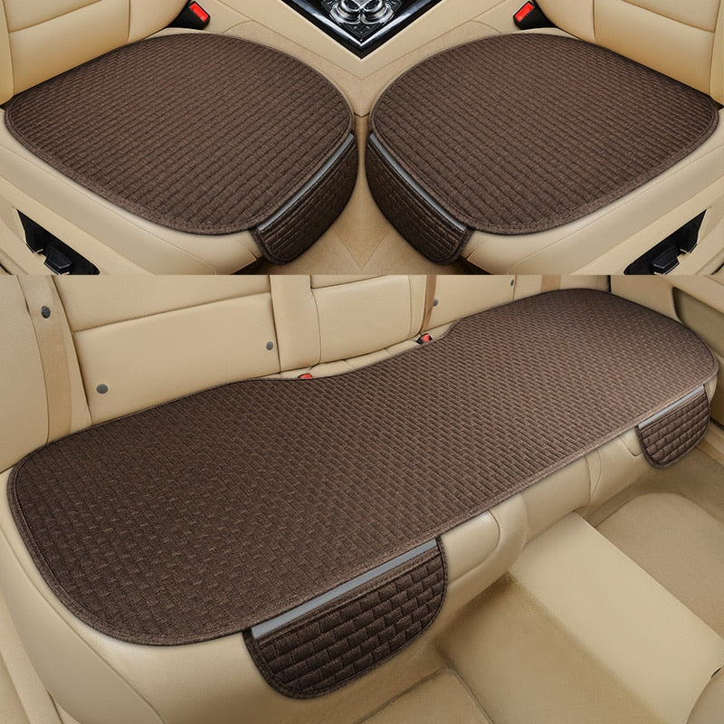 Coussin de siège auto élégant en lin, universel, antidérapant, ajoute confort et style à la voiture.