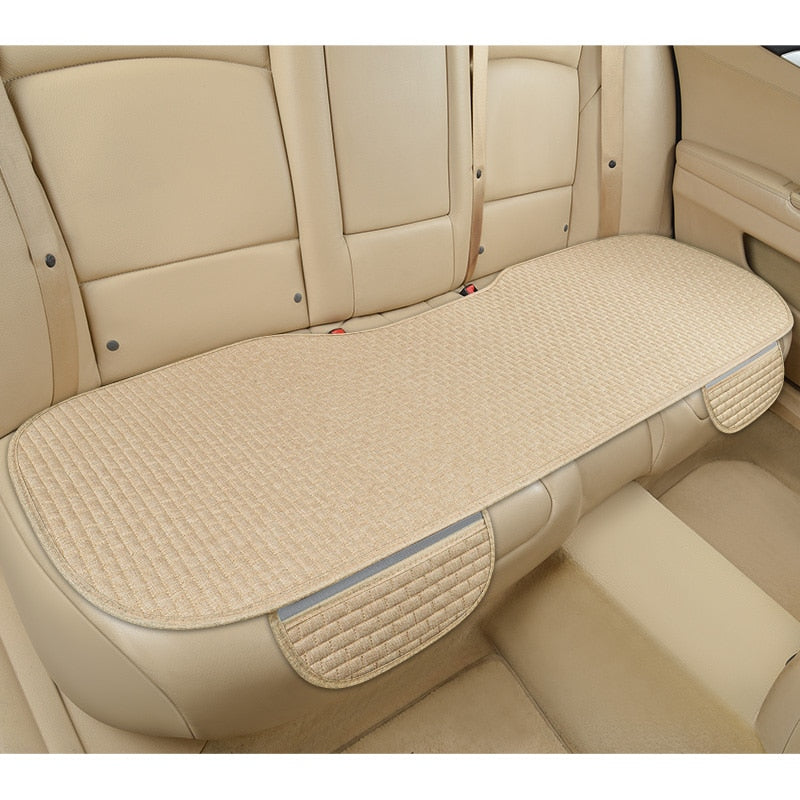 Accessoire auto: coussin de siège universel, antidérapant, en lin, pour protection et confort du dos.