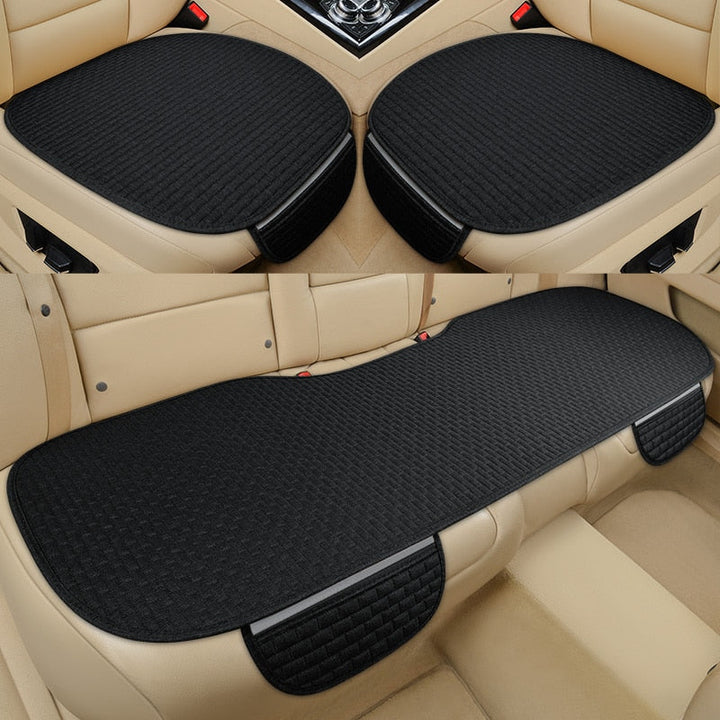 Coussin protecteur de siège auto en lin, antidérapant, universel, préserve l'intérieur du véhicule.