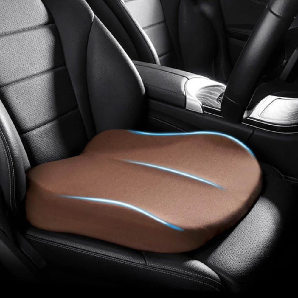 Coussin ergonomique soulageant le dos, favorise une posture saine avec mousse à mémoire de forme pour siège auto et bureau.