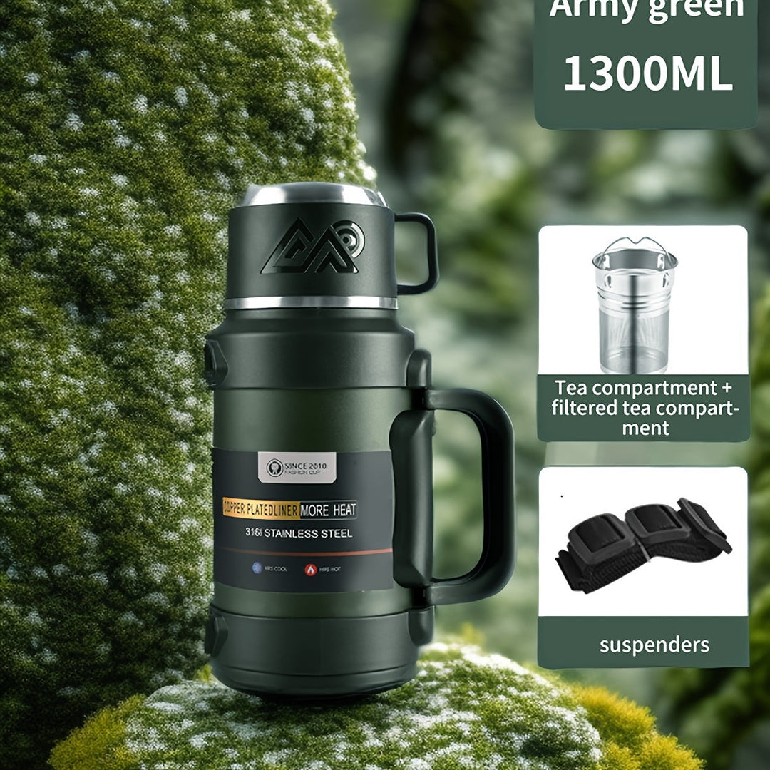 Bouteille isotherme avec filtre à thé amovible, grande contenance, pour infusions chaudes/froides.