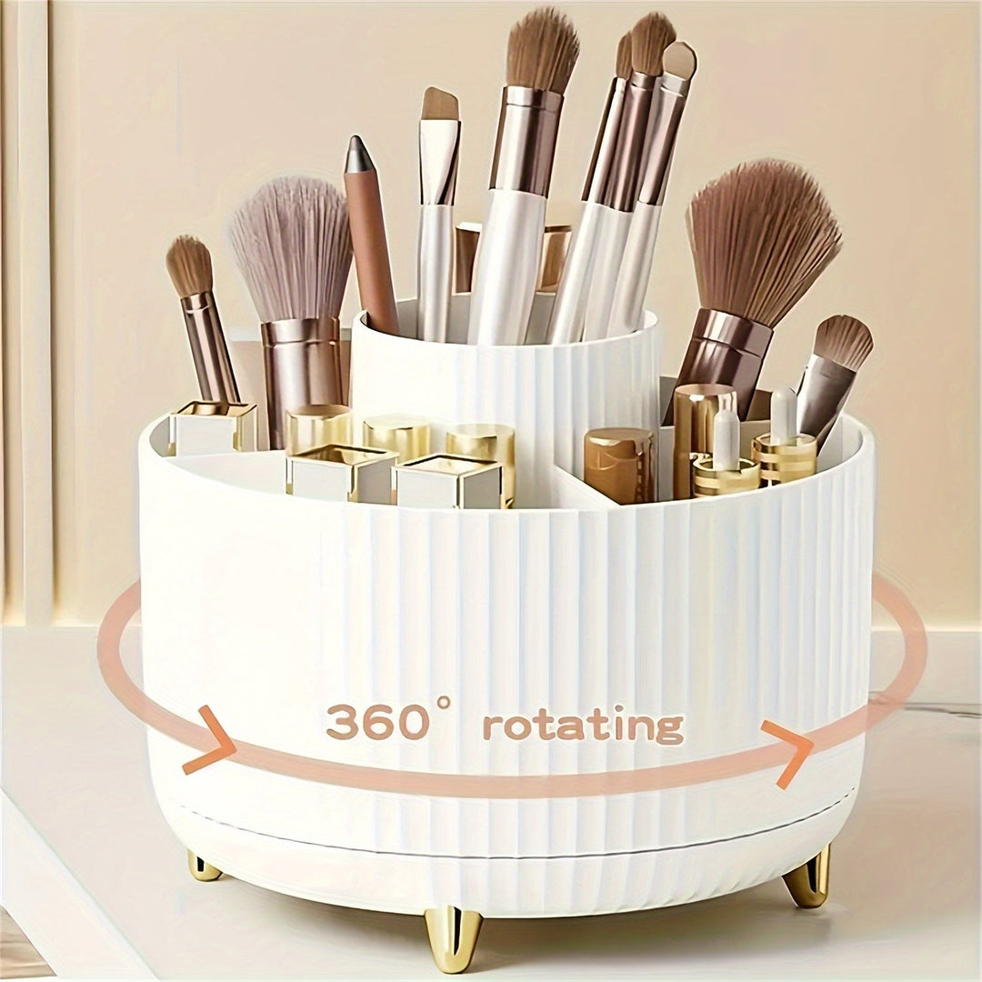 Fini le désordre ! Organisateur de maquillage rotatif pour un rangement cosmétique impeccable sur votre coiffeuse.