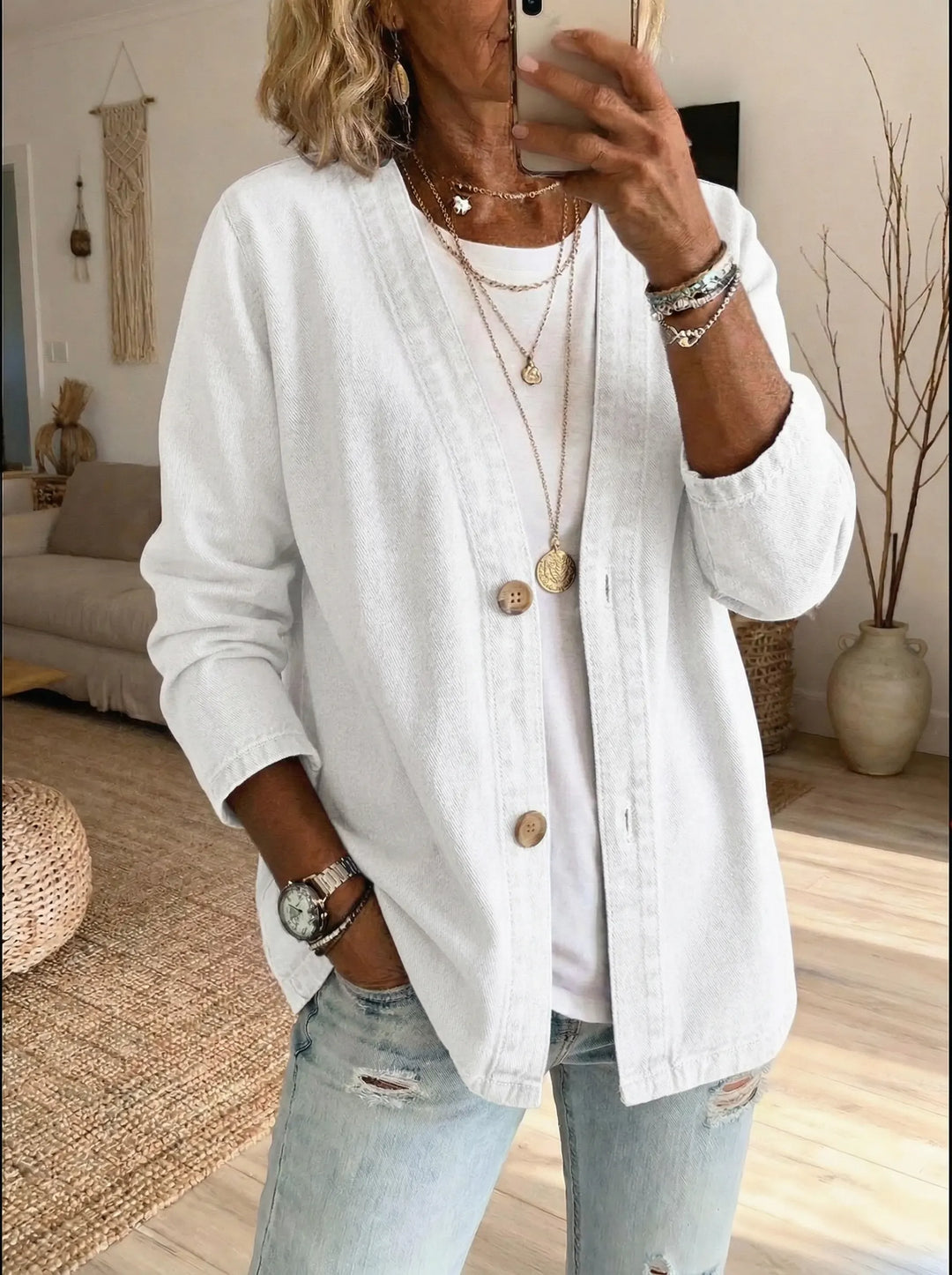 Veste cardigan femme confortable, style décontracté moderne. Parfait pour le printemps et l'automne, mode chic.