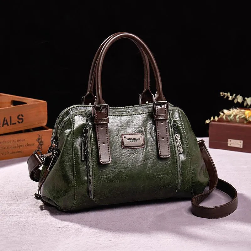 Sac à main vert, style vintage et chic pour femmes. Design intemporel, élégant et pratique.