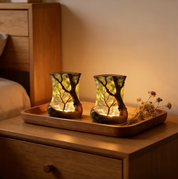 Lampe LED décorative pour maison, projetant des ombres d'arbres, apportant une touche naturelle et relaxante.