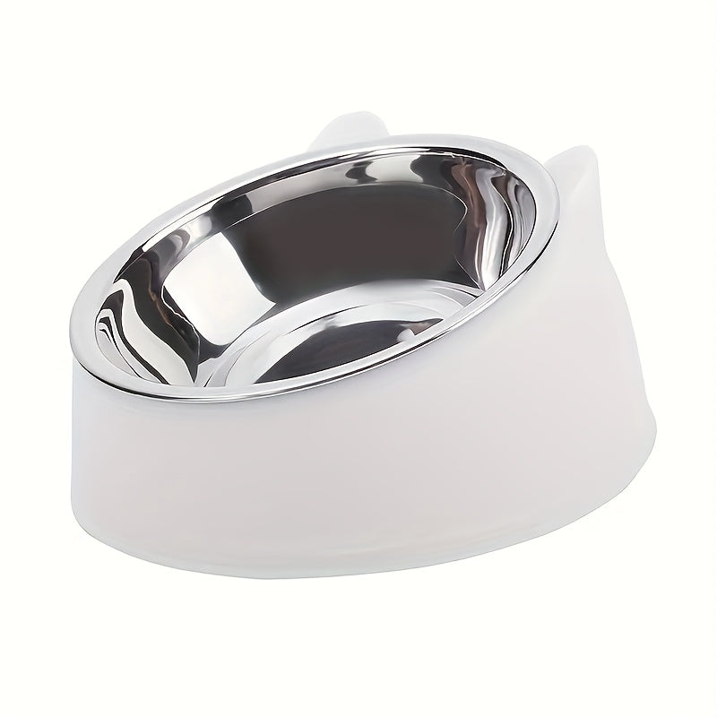 Gamelle surélevée 2-en-1 en acier inoxydable pour chat, ergonomique et facile à nettoyer, pour une meilleure posture.