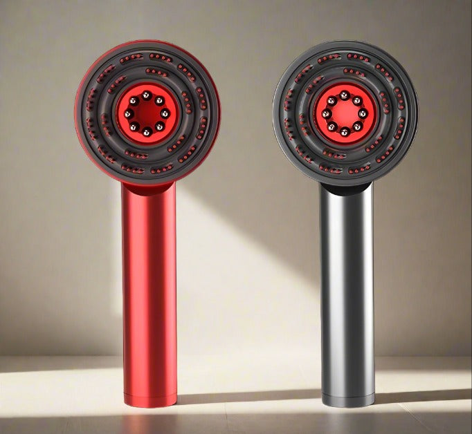 Stimule la pousse des cheveux et réduit la chute avec ce peigne de massage à lumière rouge.