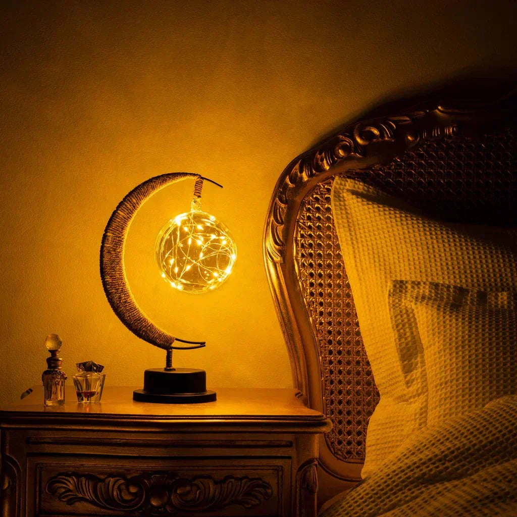 Éclairage d'ambiance lune en verre, lampe de table LED décorative pour intérieur.