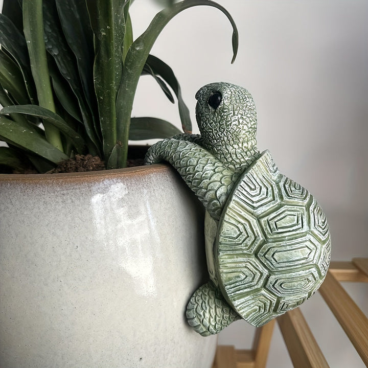 Planteur tortue suspendu en résine, décoration ludique pour jardin, balcon ou intérieur.
