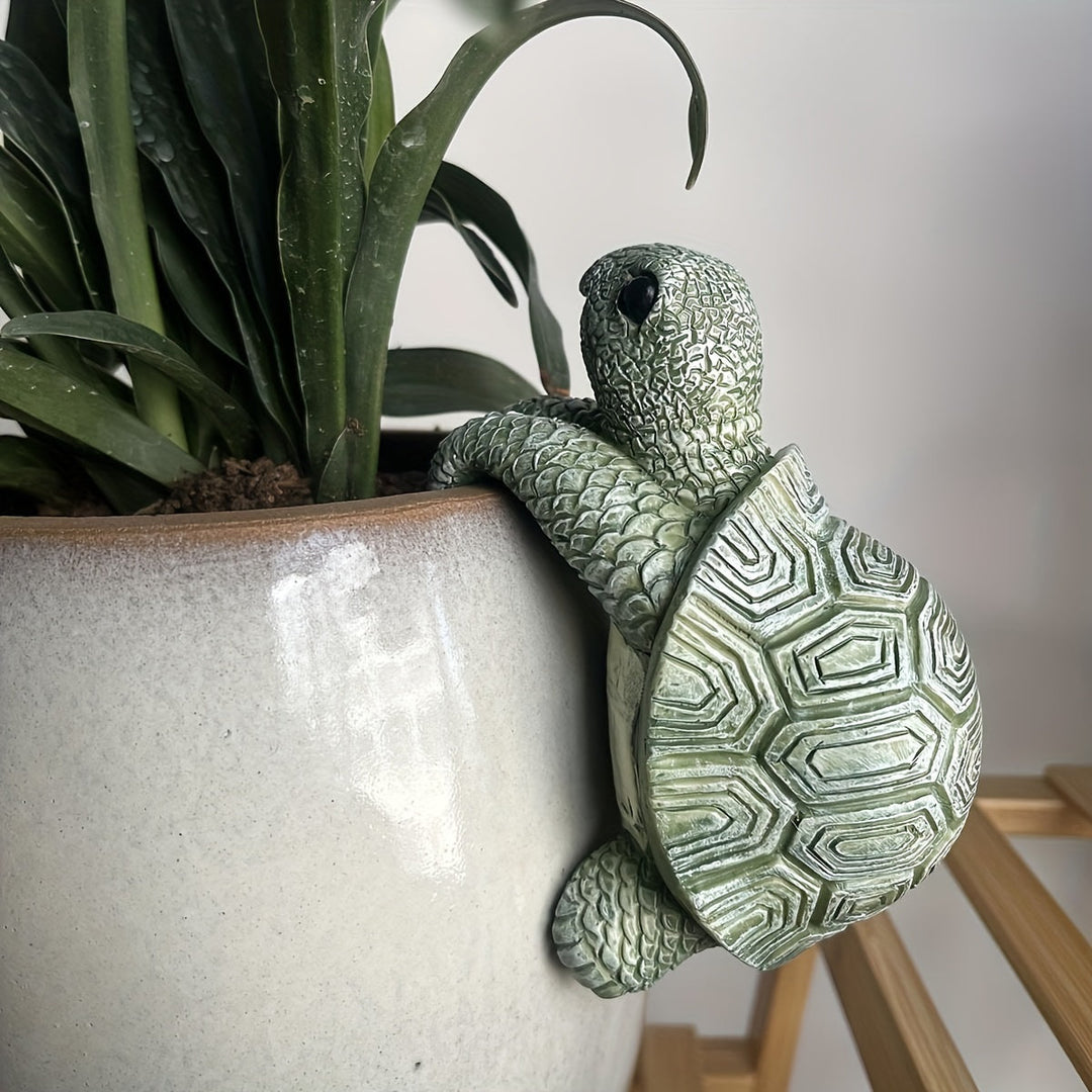 Planteur tortue suspendu résistant, pot de fleurs décoratif pour créer un espace vert joyeux et original.