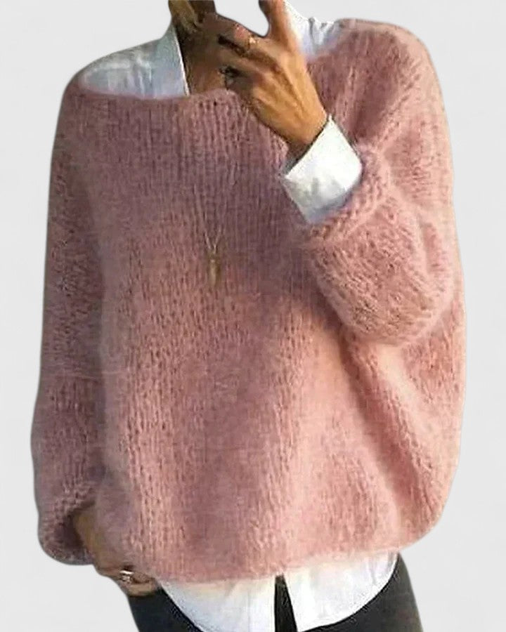 Pull femme élégant et confortable à manches longues pour l'hiver, couleur unie, style chic et décontracté.