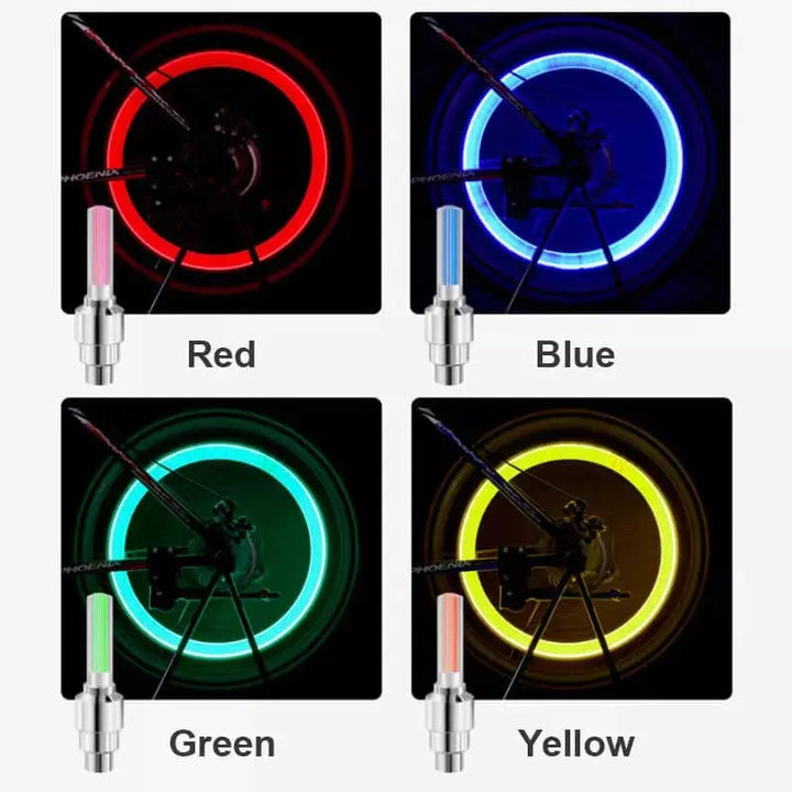 Sécurité maximale vélo/moto: éclairage LED valve lumineuse pour visibilité nocturne en mouvement.
