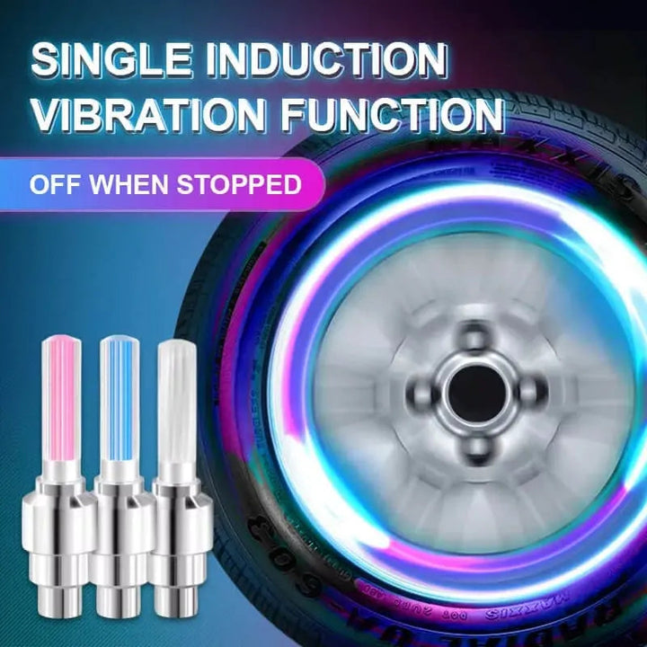 Éclairage LED valve pour vélo, moto: design lumineux tendance et sécurité renforcée la nuit.