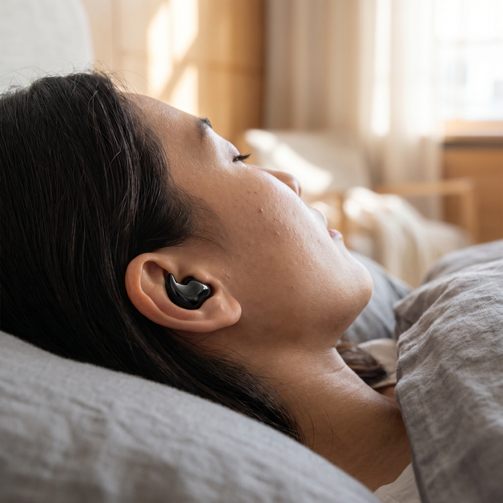 Kit d'écouteurs de sommeil étanches intra-auriculaires pour adultes. Comprend accessoires pour un confort maximal.