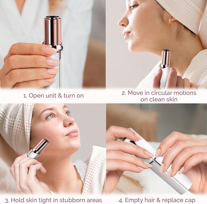 Peau impeccable et sans défaut grâce à cet épilateur visage féminin et portable.