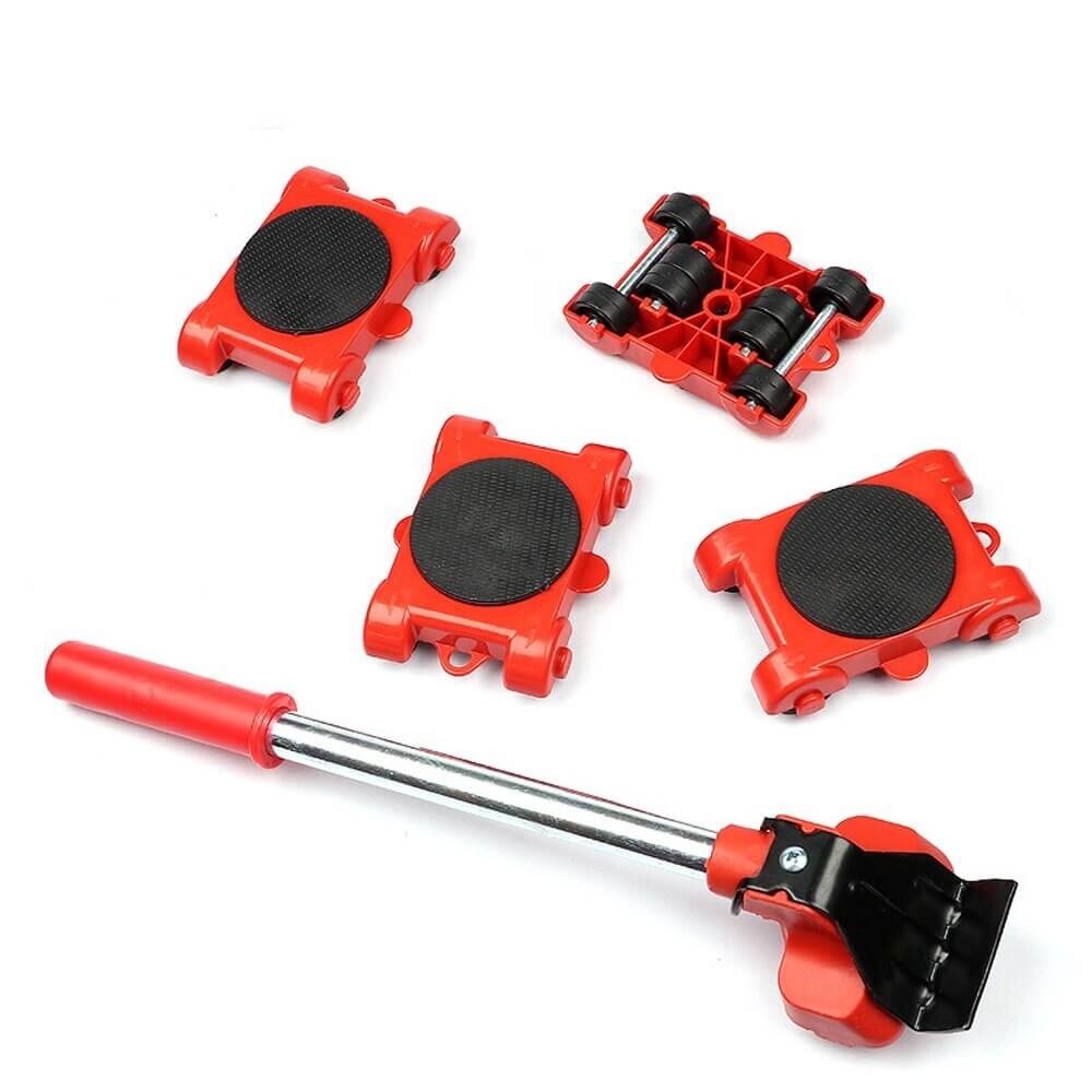 Kit d'outils de déménagement pour déplacer facilement et sans effort les meubles lourds. Comprend levier et patins.