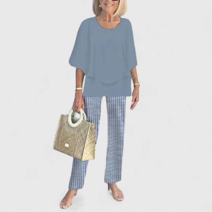 Ensemble pantalon fluide femme, style chic et moderne, polyvalent pour toutes les occasions mode décontractées.