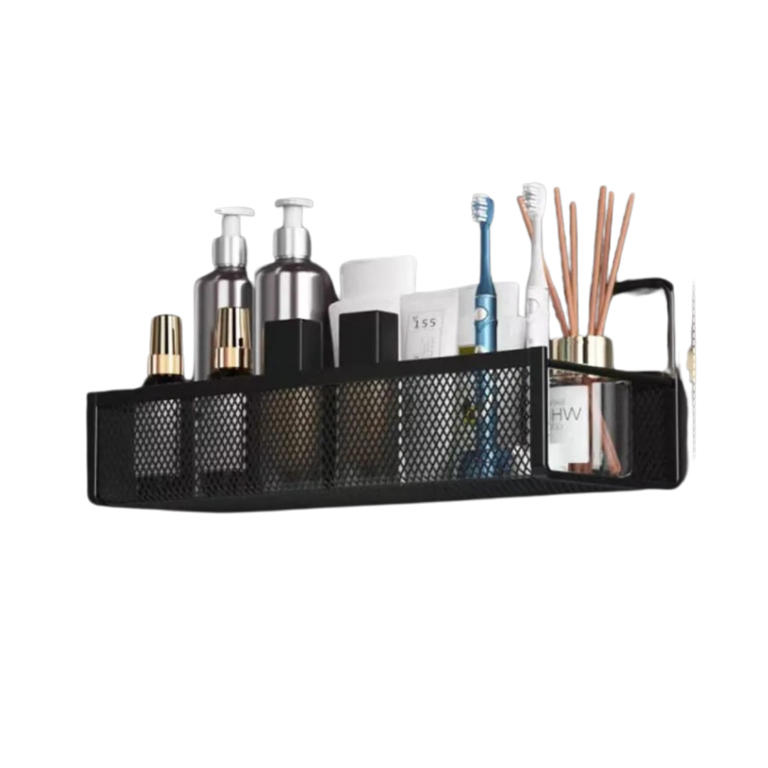 Étagère murale adhésive moderne pour salle de bain, rangement sans perçage.