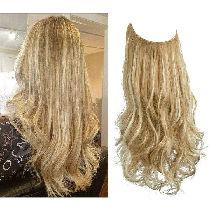 Extensions de cheveux 100% naturels pour femme, ajoutent longueur et volume, parfaites pour coiffure.