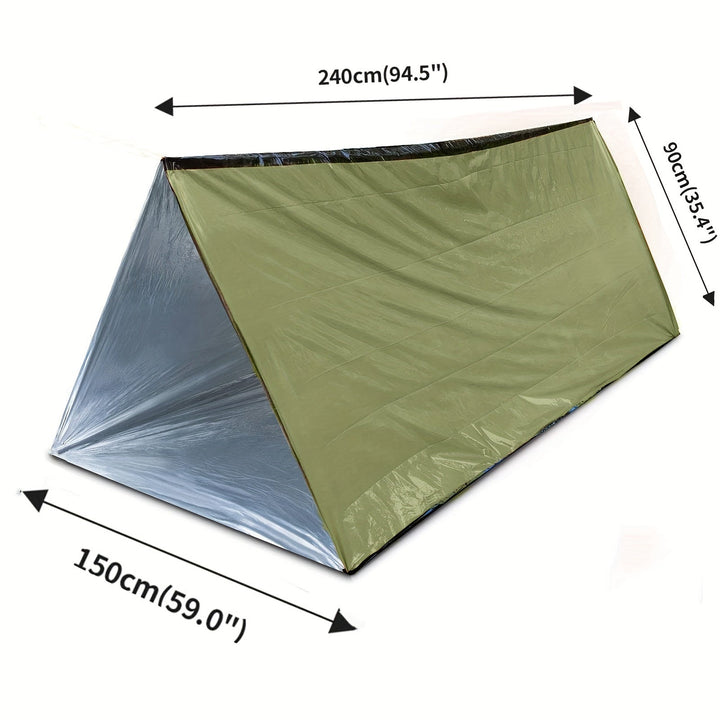 Tente imperméable pour 2 personnes. Abri de survie isolant pour protection extérieure et bivouac.