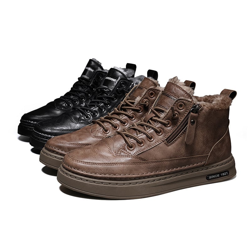Bottines élégantes hommes, doublure chaude pour l'hiver. Confort et style décontracté pour les jours froids d'automne.