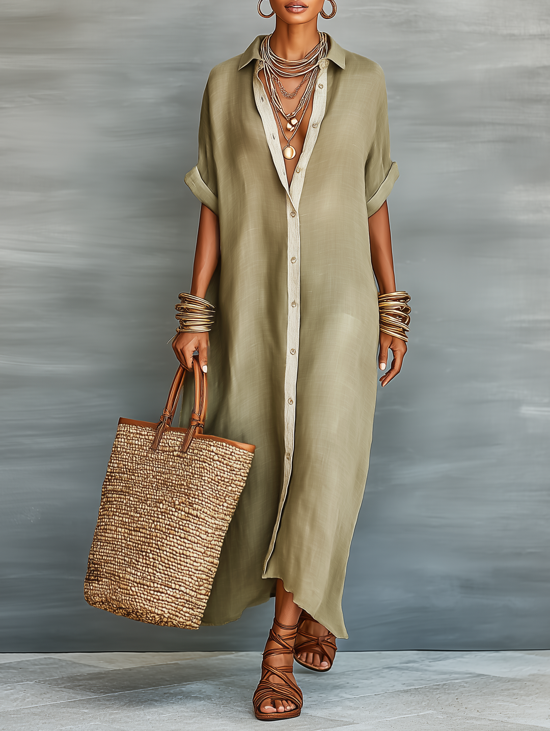 Robe chemise polyvalente femme, coupe oversize. Style décontracté chic, parfaite du quotidien au voyage estival.