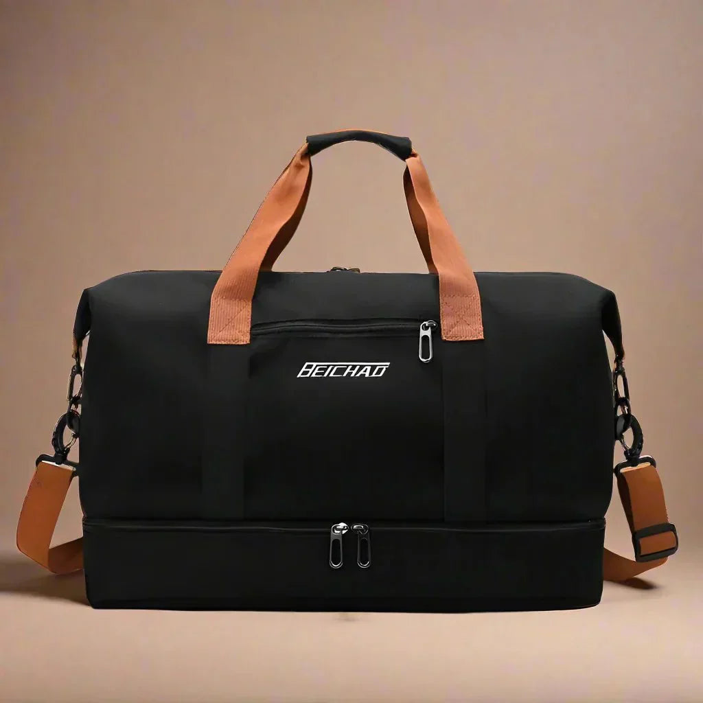 Sac de sport résistant à l'eau pour la salle de gym ou les voyages, avec zones sèches et humides. Pratique.