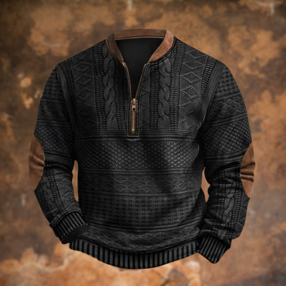 Pull tricoté homme zippé à col montant, idéal pour l'hiver. Confortable et chaud, un essentiel casual-chic.