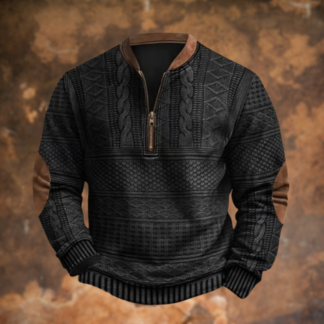 Pull tricoté homme zippé à col montant, idéal pour l'hiver. Confortable et chaud, un essentiel casual-chic.