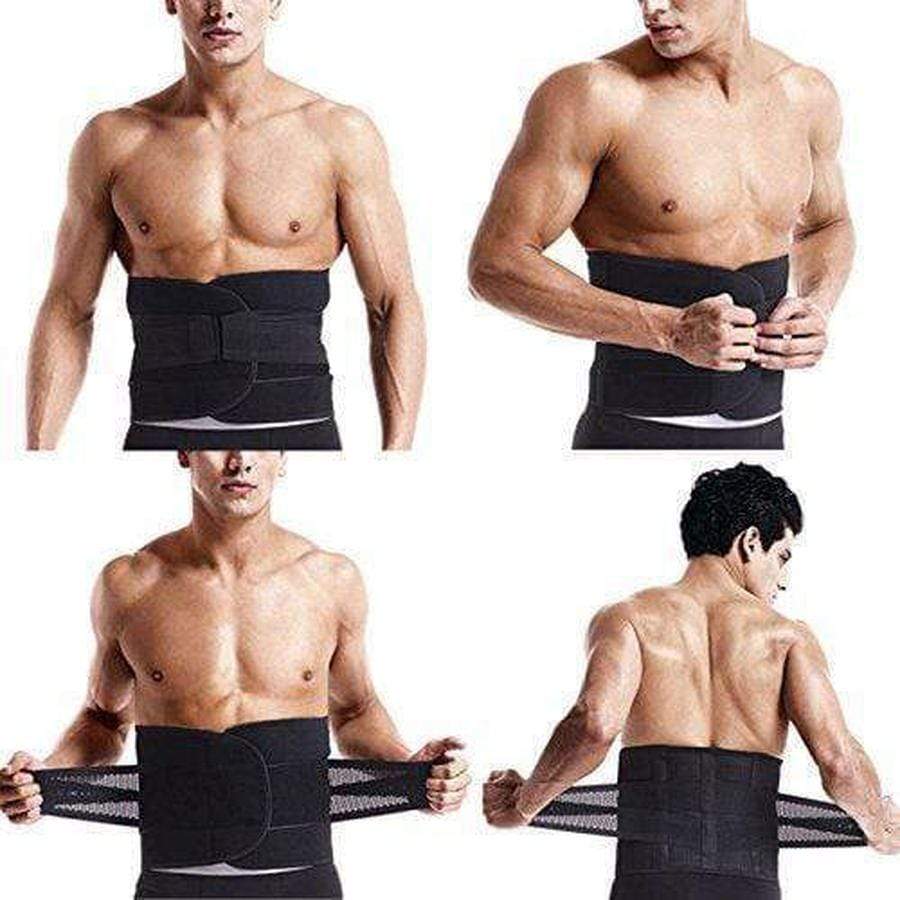 Gaine abdominale homme noire pour sudation, amincissement et ventre plat. Idéale sport & fitness.