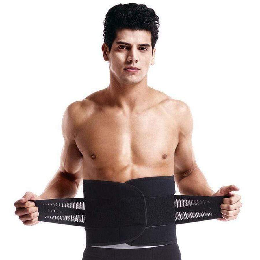 Ceinture gainante homme effet ventre plat, soutien lombaire et aide à l'amincissement durant le sport.